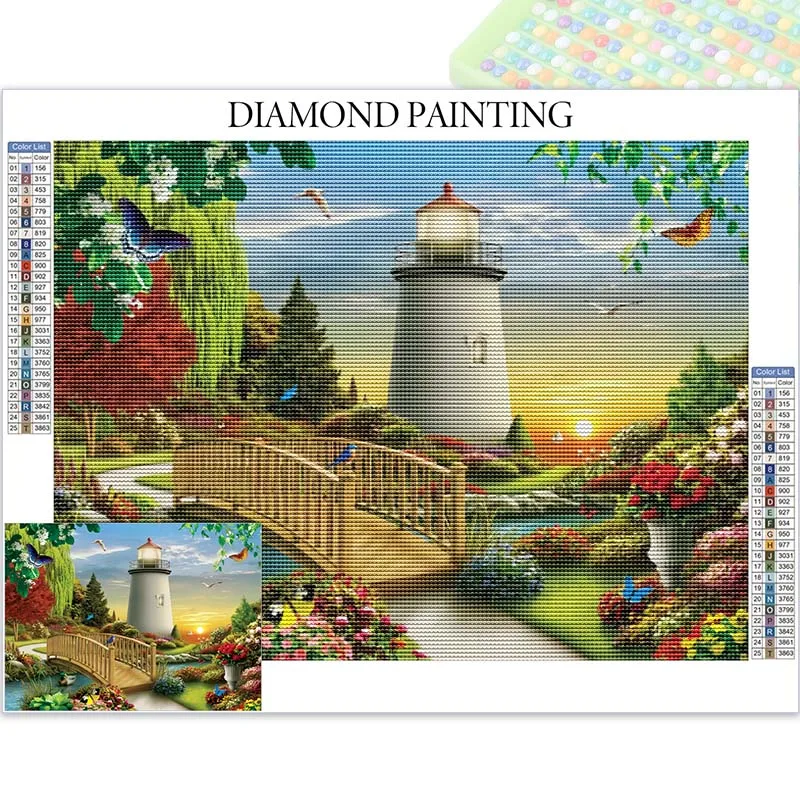 

Cottage Garden Diamond Painting Kits New Collection Lighthouse Landscape Nature Scene Drawing With Diamonds Arts And Crafts Gift