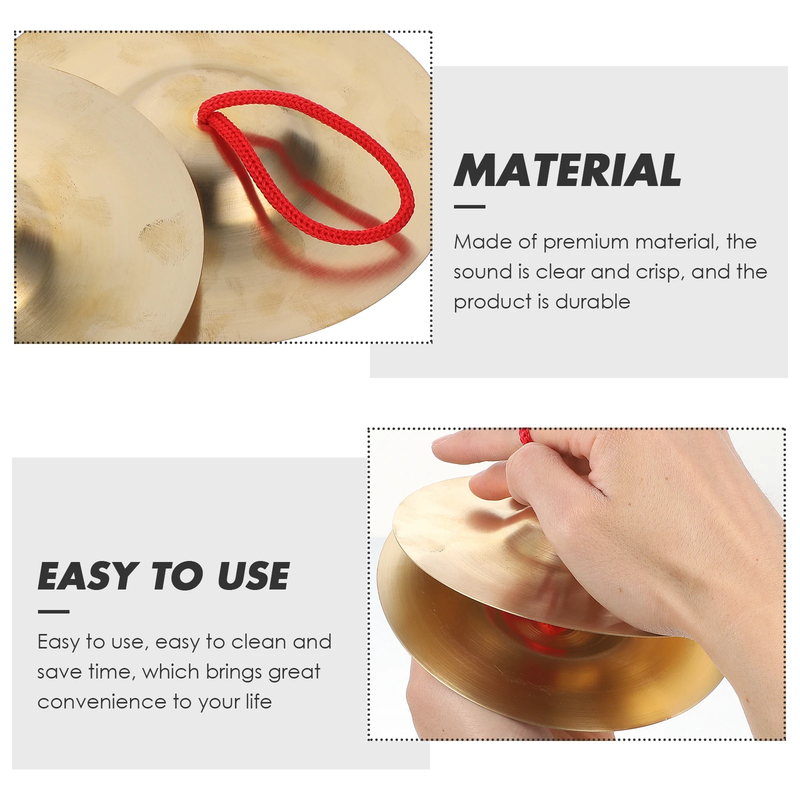 

2PCS Cymbals Kids Children Musical Instrument Lightweight Comfortable Percussion Toys Clear Crisp Sound