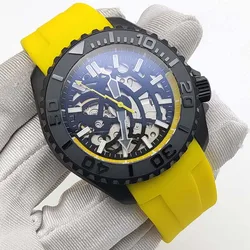 Men's  Automatic Skeleton Mechanical Black Brushed Case AR Coated Sapphire Glass Transparent Case Back Men's Fashion Watch