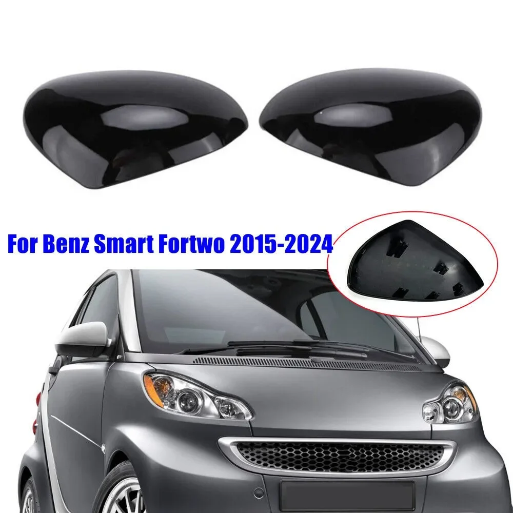 

For Benz Smart Fortwo 2016-2024 Car Replacement Rearview Side Mirror Cover Wing Cap Exterior Door Rear View Case Trim Carbon