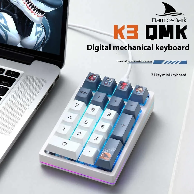 

Darmoshark 21 Key Numeric Mechanical Keypad K3qmk Wire Hot Swap Numpad Keyboard Macro Drivehuano Switch For Office Laptop Pc Hot