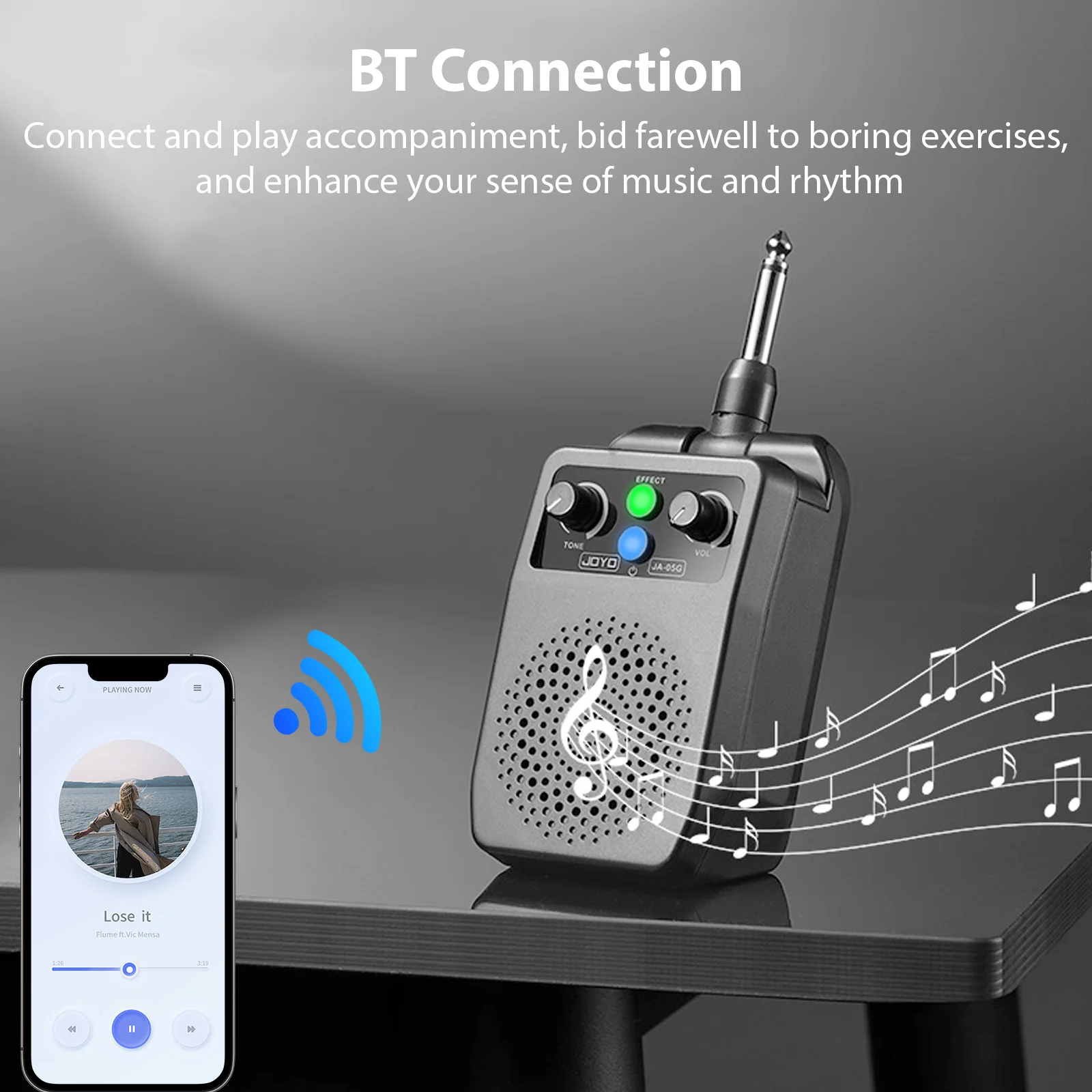 Mini Guitar Speaker BT Voice Adjustment Portable Plug-in Speaker for All Electric Guitars Amplifier 1500mAh Type-C Rechargeable