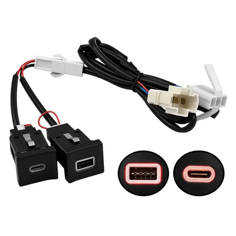 A33K-For VW Sagitar Jetta Mk6 15-18 Car Fast Charging USB QC3.0 Port+ PD TYPE-C Socket For Phone Outlet Power Adapter