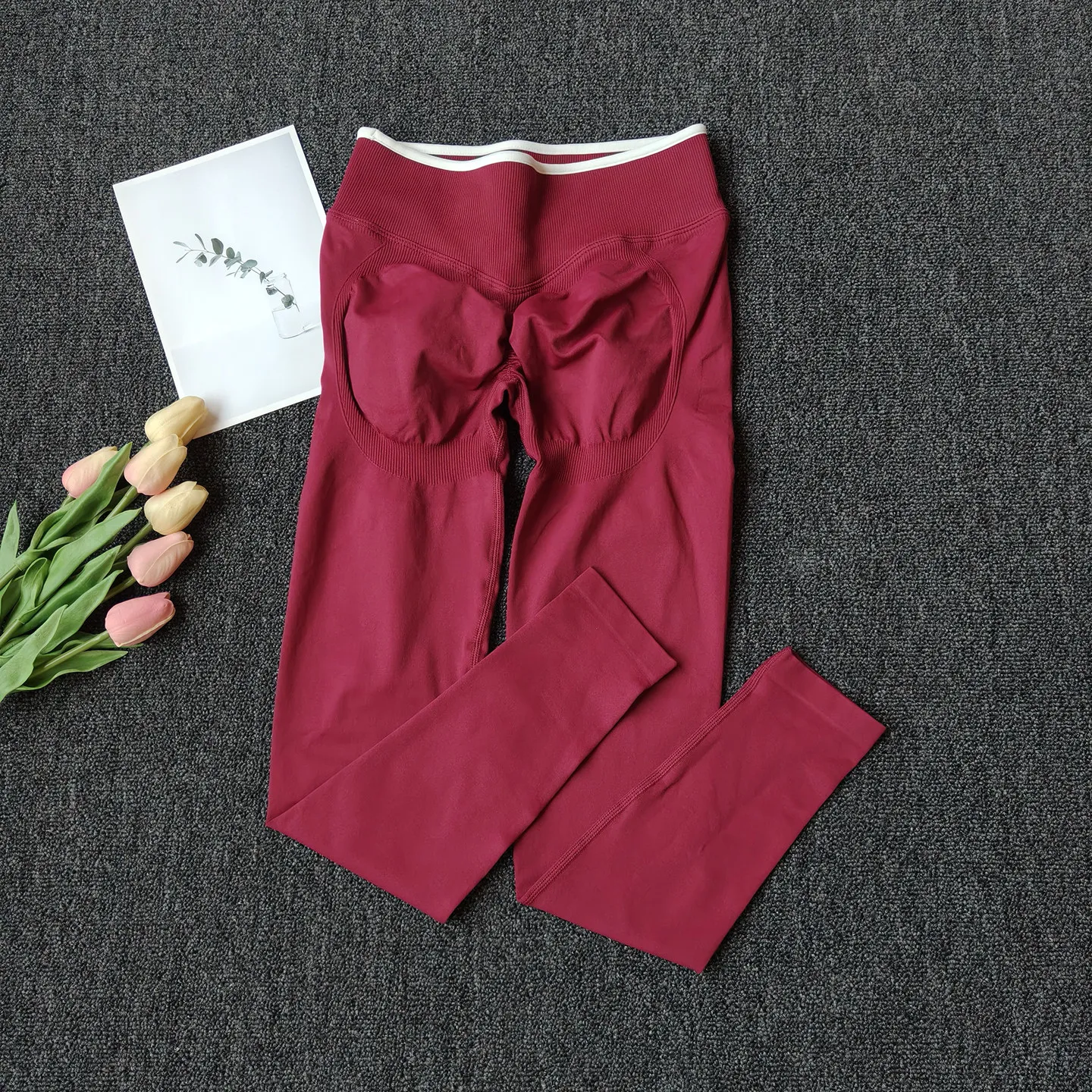 Nahtlose Yoga-Leggings für Damen, mittlere Taille, Push-Up, Fitness-Laufhose, hochelastisch, Hüftlift, Pilates, Gym, Sport-Leggings – Detail 5