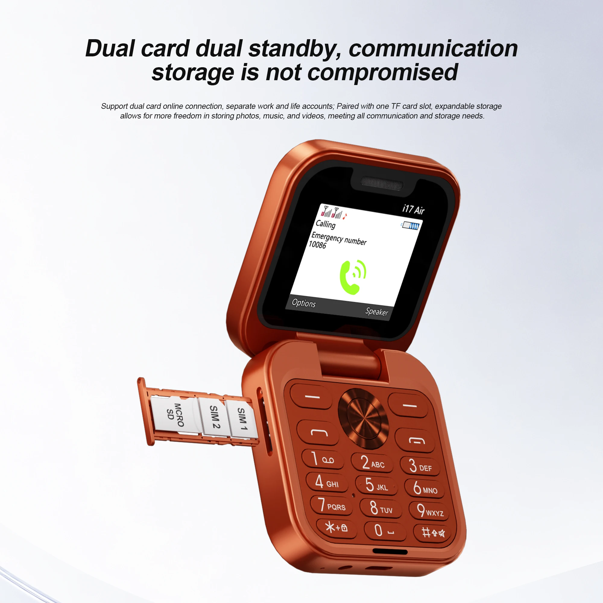 SERVO I17 Air Fold Mobile Phone 1.77’’Screen 2G Dual SIM Speed Dial Magic Voice Blacklist FM Radio Flashlight Foldable Cellphone
