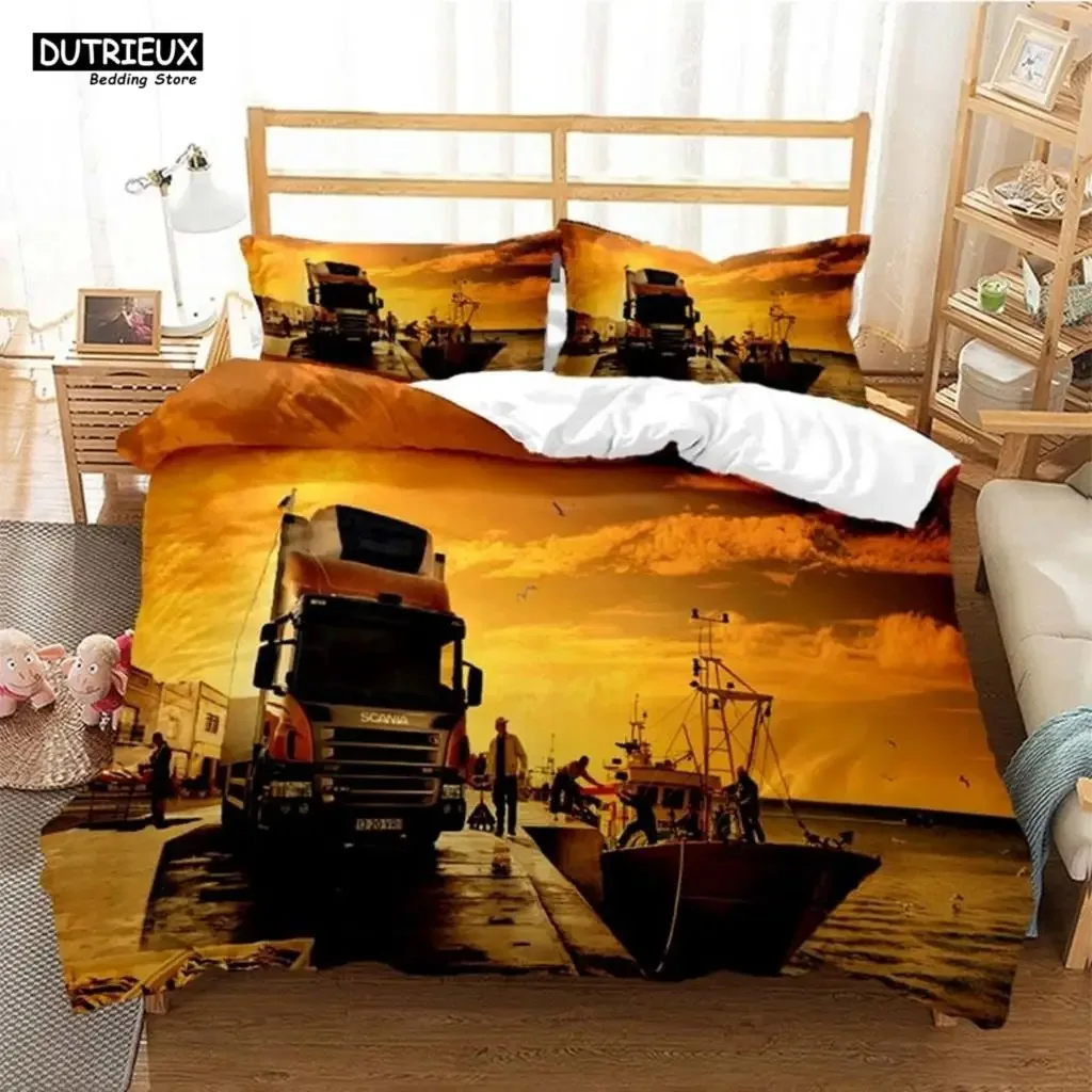 Scania Truck Duvet Cover Set Soft Comforter Cover Microfiber Animal Bedding Set Tiger Pattern Quilt Cover For Room Decor 23Pcs