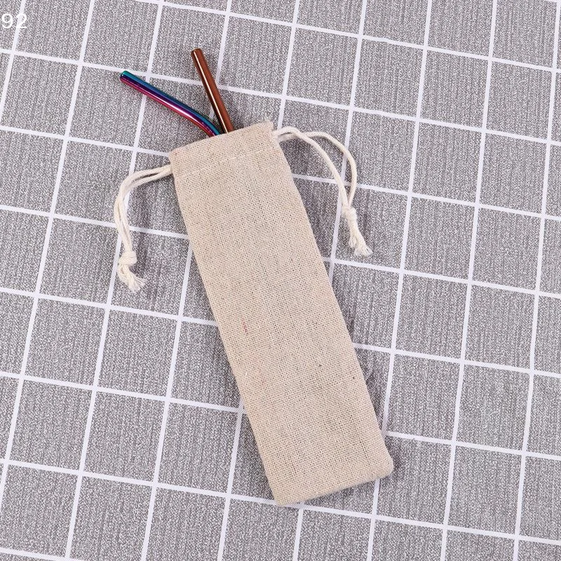 Multi-functional Cotton Linen Drawstring Pocket Dustproof Straw Storage Bag Cutlery Organizer HomeCentury House