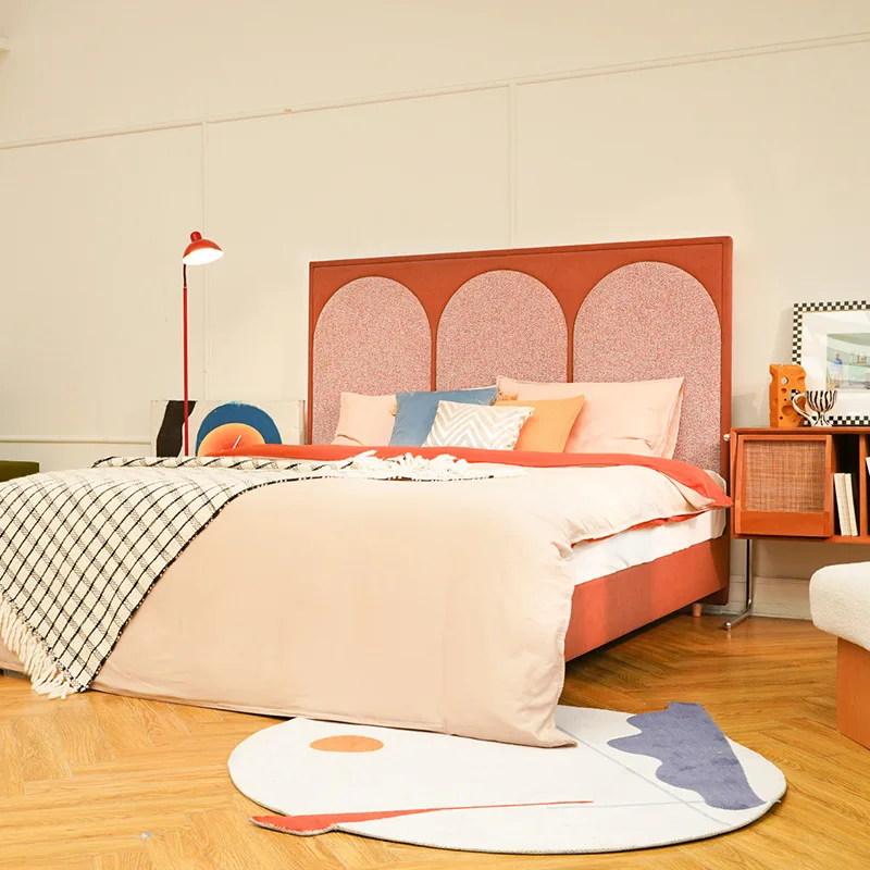 Fabric bed villa princess bed retro style master bedroom double bed available