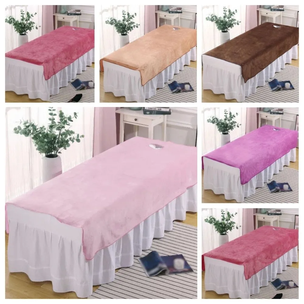 

Comfortable SPA Bedspread Soft with Face Hole Massage Bed Sheets Velvet Thickened Cosmetic Bed Sheet Massage Treatment