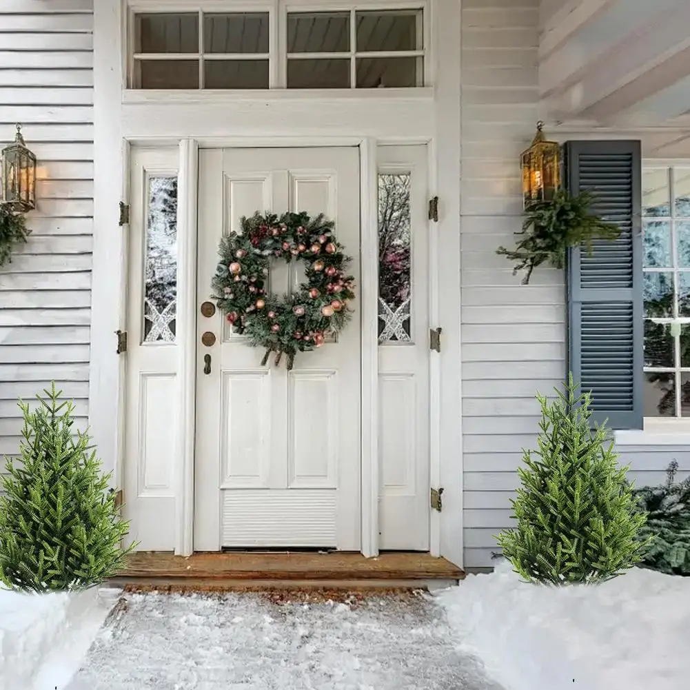 زينة عيد الميلاد مقلد أشجار الصنوبر السرو ديكور المنزل الداخلي والخارجي للفناء النباتات الخضراء الاصطناعية عيد الميلاد Orna T8E3 #4