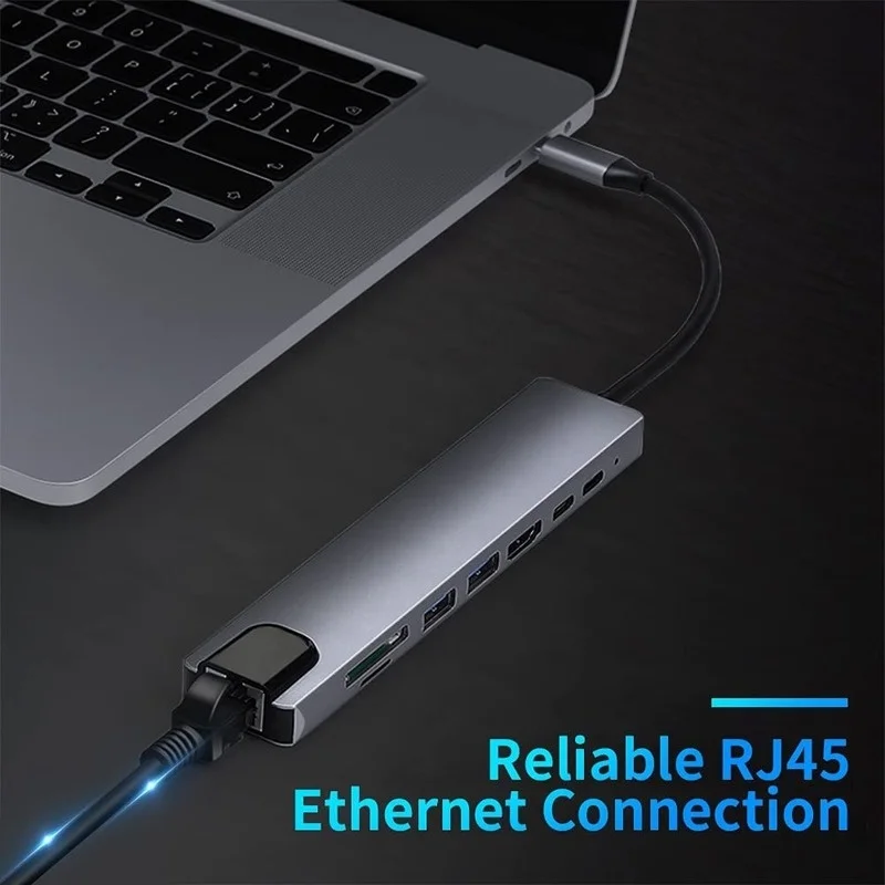 Expansor de Puerto multiadaptador USB 3,0 8 en 1, lector de tarjetas SD/TF, divisor 3,0 para PC, portátiles, Surface Pro, MacBook