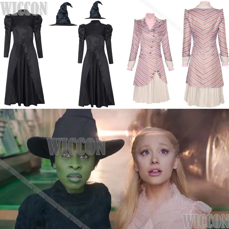 Elphaba Glinda Good Bad Witch Cosplay Costume Black Dress Pink Suit Daily Clothe Holloween Christmas RolePlay Adult Women Wicked