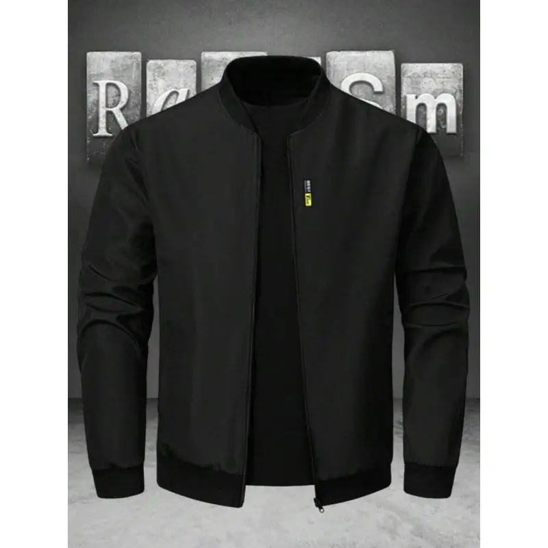 Men's Casual Jacket G 62260 Spring Season PU Material Fleece Lined Thickened Special Wide Fit Spring Autumn Wear