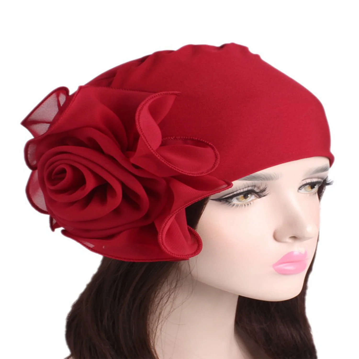 Womens Big Flower Muslim Cancer Chemo Hats Turban Cap Cover Hair Loss Head Scarf Bonnets for women Satin bonnet for women Bonnet