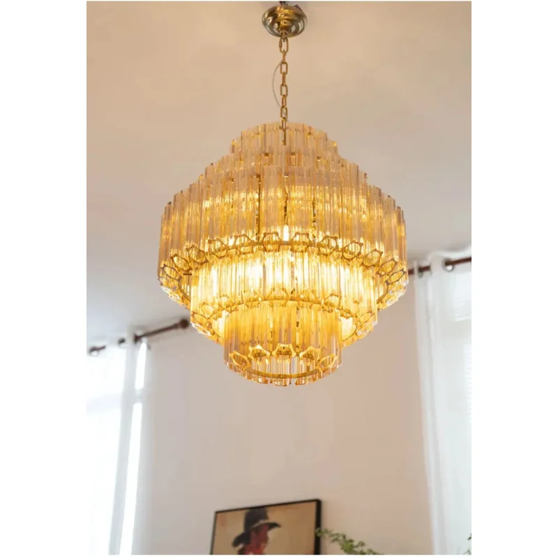 

French Style Glass Medieval Living Room Pendant Light Luxurious Minimalist American Crystal Bedroom Dining Room Light