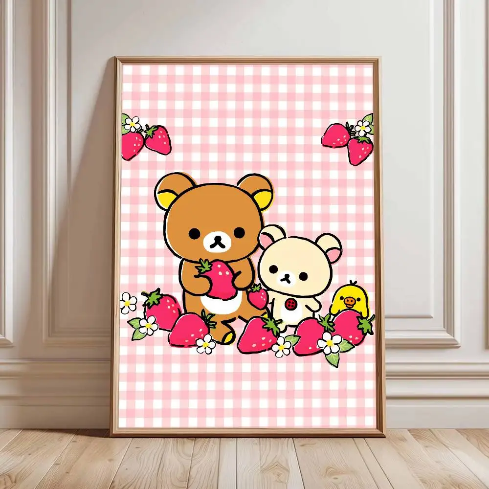 Anime Rilakkuma Anime-Poster, wasserfester Wandaufkleber für Bar, Wohnzimmer, Vintage-Raumdekoration, Druck, Geschenk – Detail 4