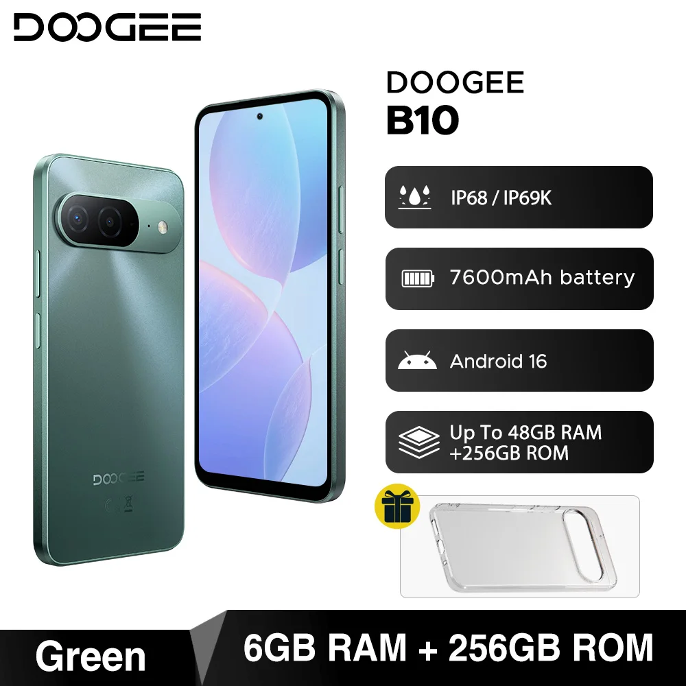 世界初公開 DOOGEE B10 スマートフォン 7600mAhバッテリー 6GB 256GB