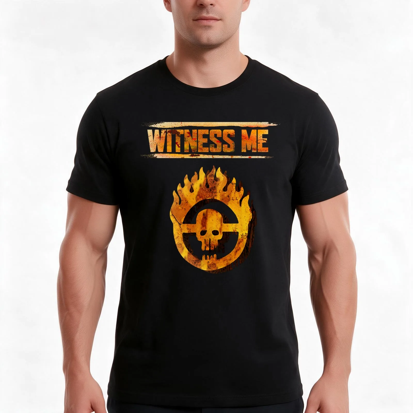 Mad Max - Witness Me T-Shirt, Summer Casual Cotton Tee, Oversized Streetwear Tops, Vintage Graphic Print, Loose Fit Short Sleeve