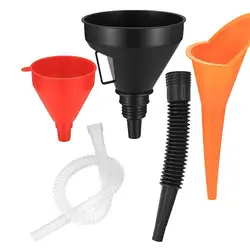 3 Pcs Automotive Funnels Set, Wide Mouth Fuel Funnels, Long Neck Oil Funnels, Flexible Right Angle Funnels with Detachable Spout