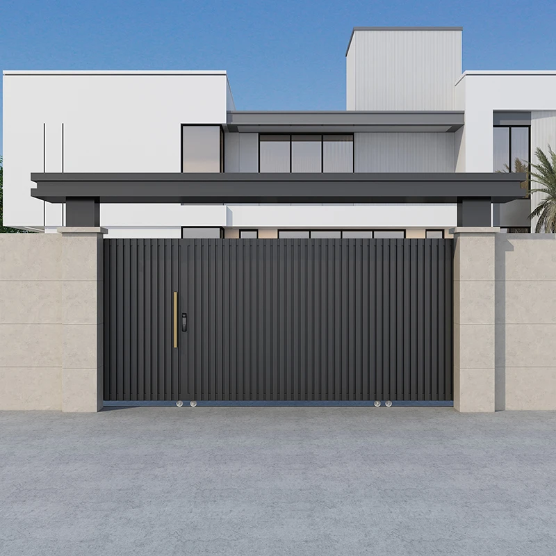 custom.JHR High-End Intelligent Aluminum Alloy Sliding Door Patio Outdoor Fence Retractable Turnig Gate Automatic