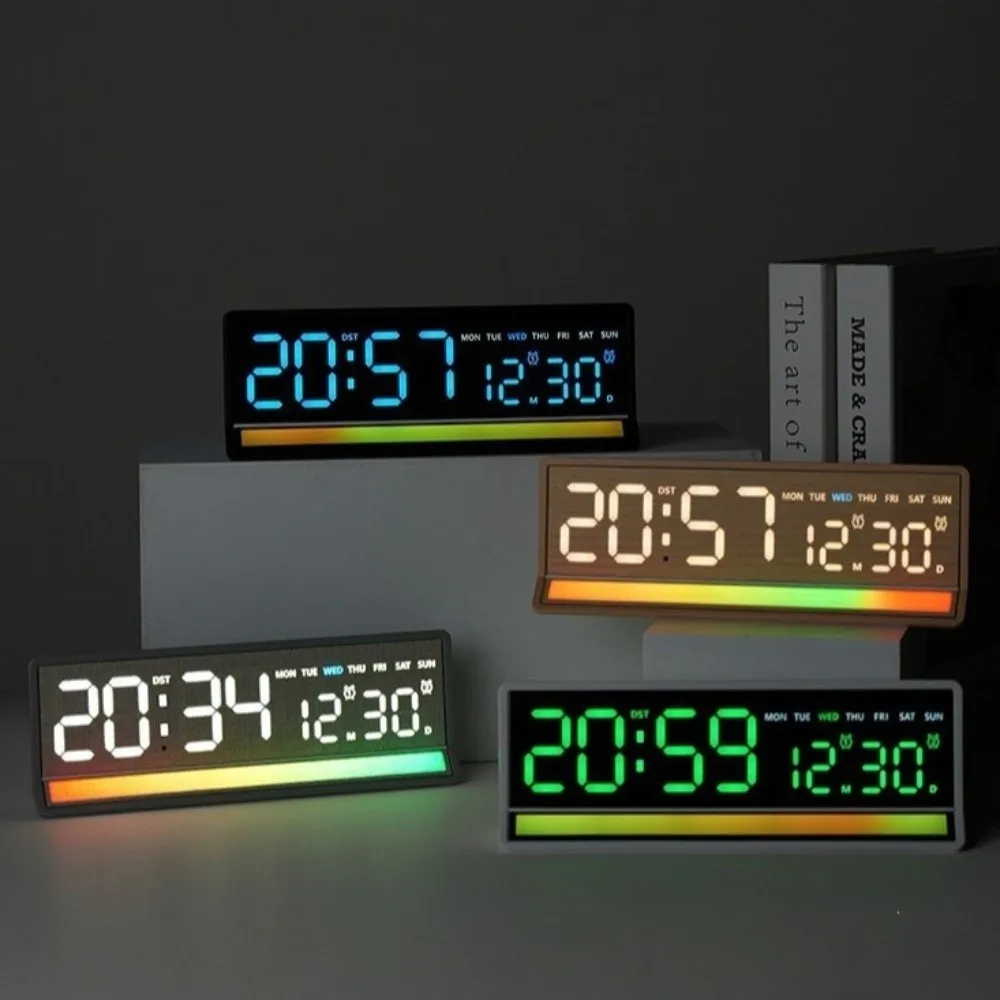 Brightness Adjustment LED Digital Alarm Clock Usb Charging Week Date Display Alarm Clock Ambient Light Thermometer Table Clock