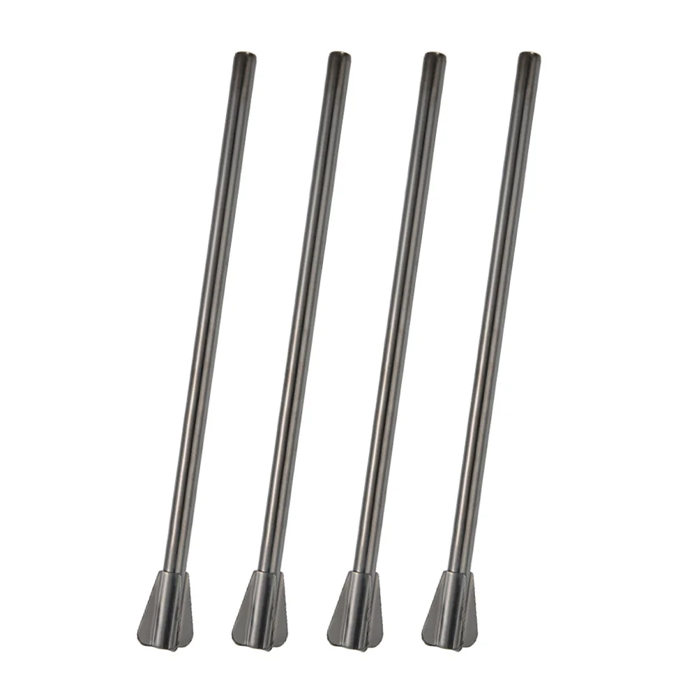 

4pcs Stainless Steel Straws Stirrers Reusable Washable Easy to Clean for Cocktail Milkshake Smoothies Black Color Straw Stirrer