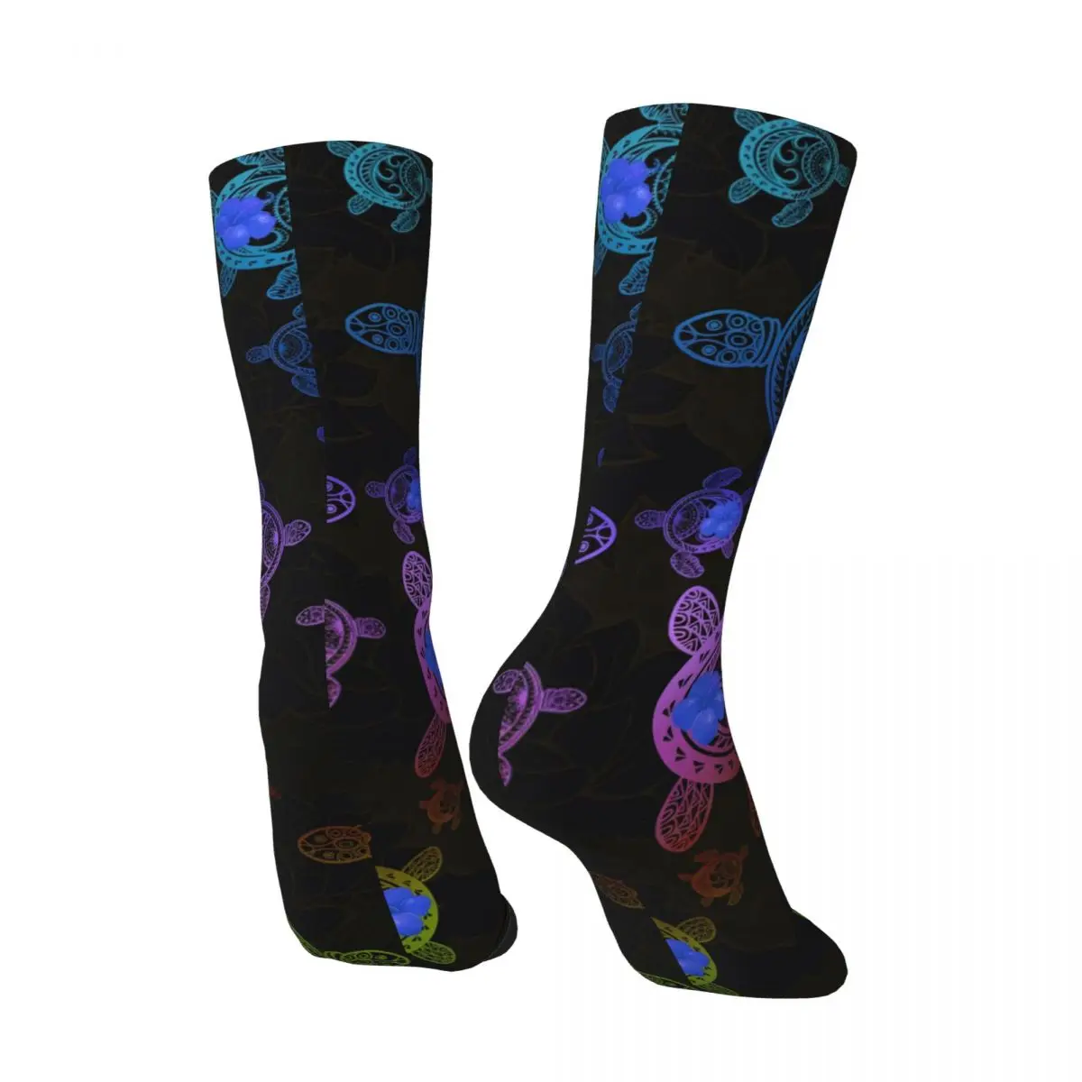 Crazy compression Polynesian Samoa Turtle Pattern Designs Sock for Men Vintage Seamless Pattern Crew Sock Novelty