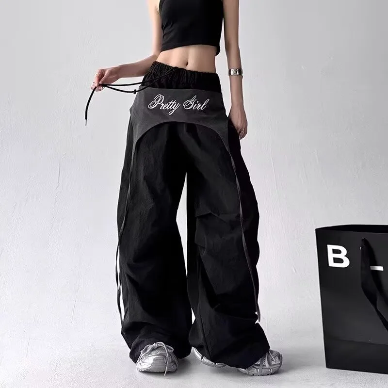 Autumn Retro Casual Women's Sporty Pants High Street Trendy Style Sweet and Cool Loose and Versatile Straight-leg Wide-leg Pants
