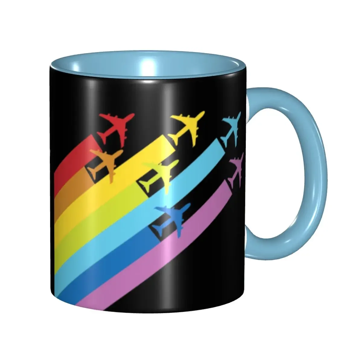 Personalized Rainbow Airplanes Chemtrails Coffee Mugs DIY Aviation Fighter Pilot Ceramic Milk Tea Cups