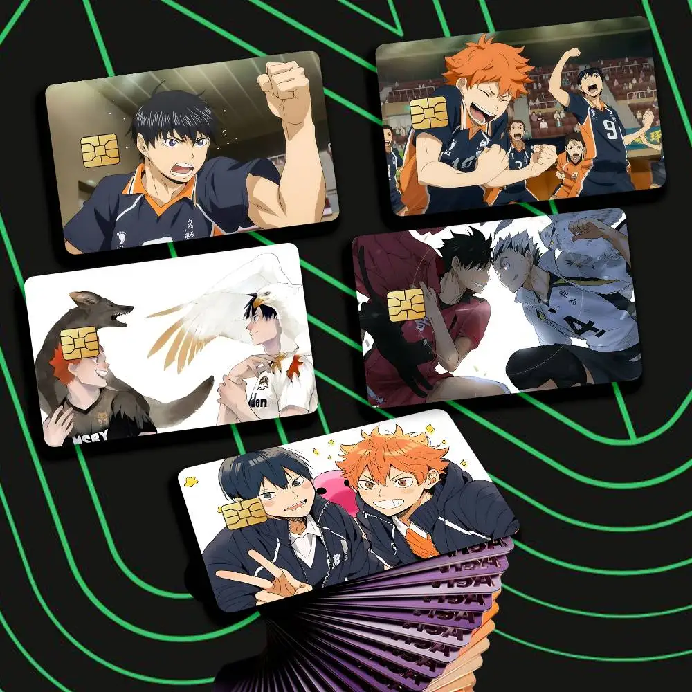 H-Haikyu Anime S-Shoyo x Tobio Card Stickers for Bank Access Protective Waterproof Film Cover Sticker Gift