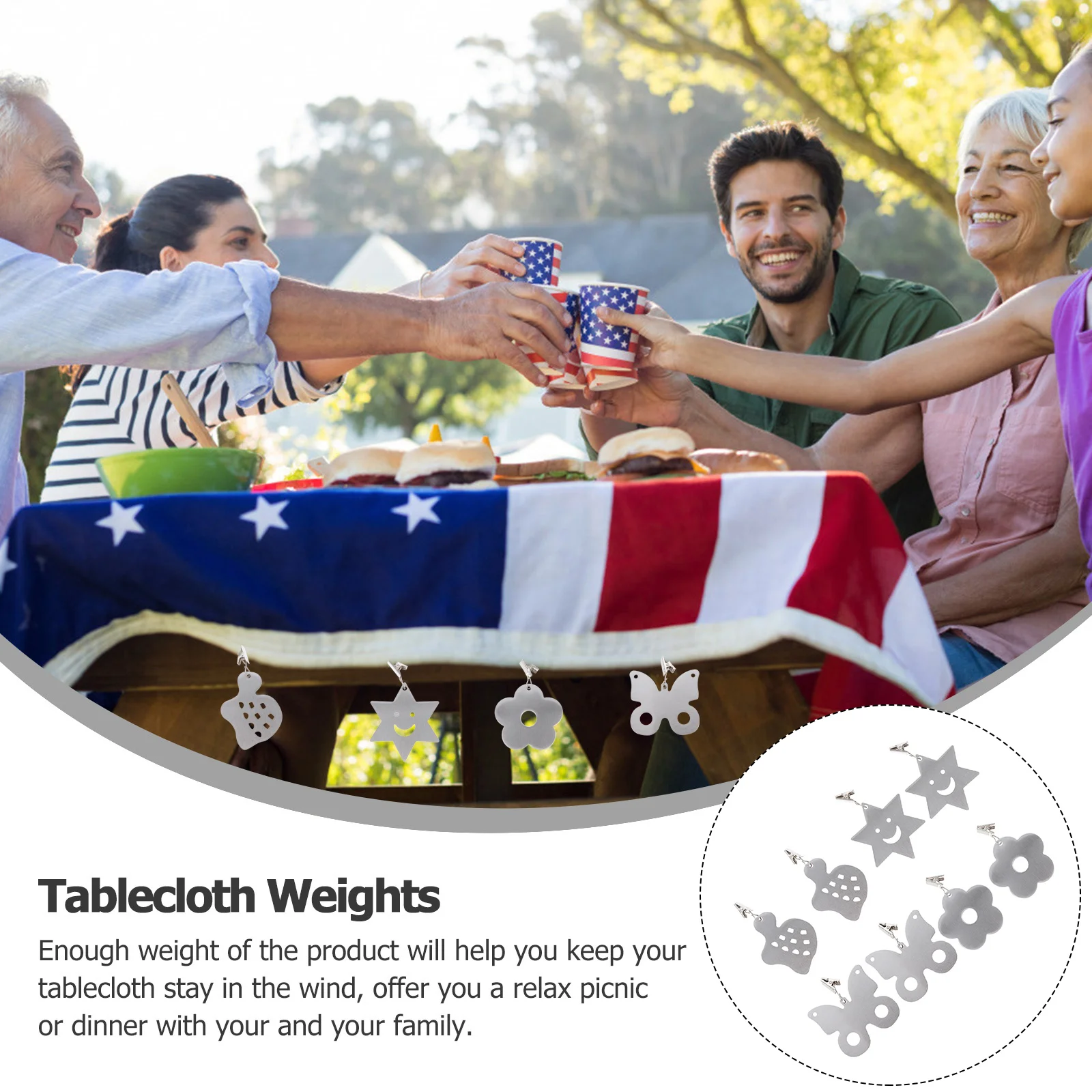 

8pcs Tablecloth Clips Sunflower Pendant Clamp For Outdoor Indoor Use Windproof Table Cloth Fastener Decorative Kitchen Bar