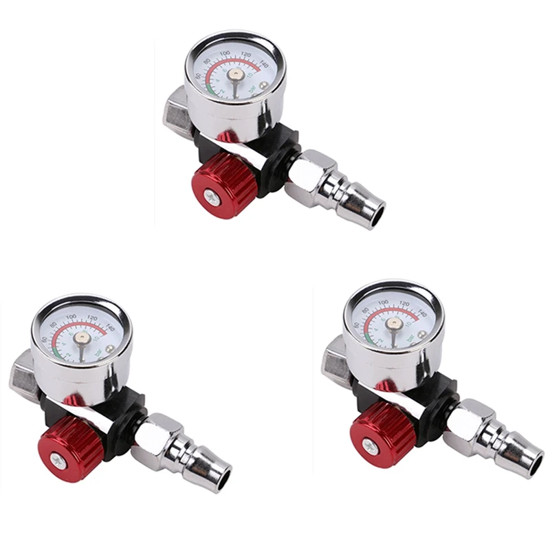 

3Pcs High Quality Paint Sprayer Air Regulator Pressure Gauge Adapter Pneumaticl Air Pressure Regulator Pressure Gauge