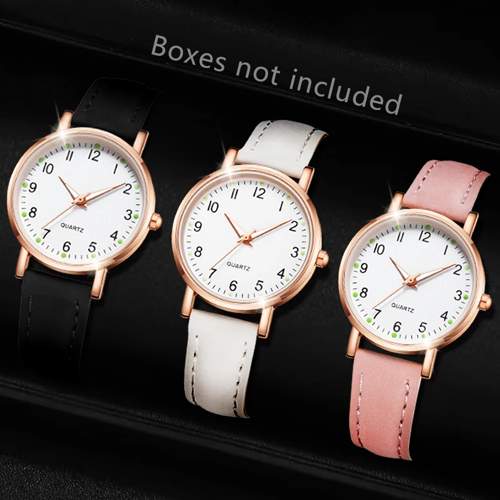 

3PCS Women's Watch Set Fashion Trend Classic Digital Scale Circular Dial Quartz Watch Set Suitable for Daily Clothing Matching