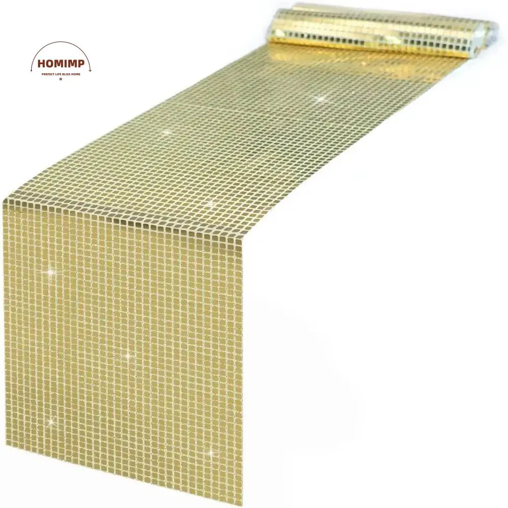 

Shiny Glitter Disco Table Runner Mirror Design Sequin Table Cover European Style Dining Table Decoration Wedding