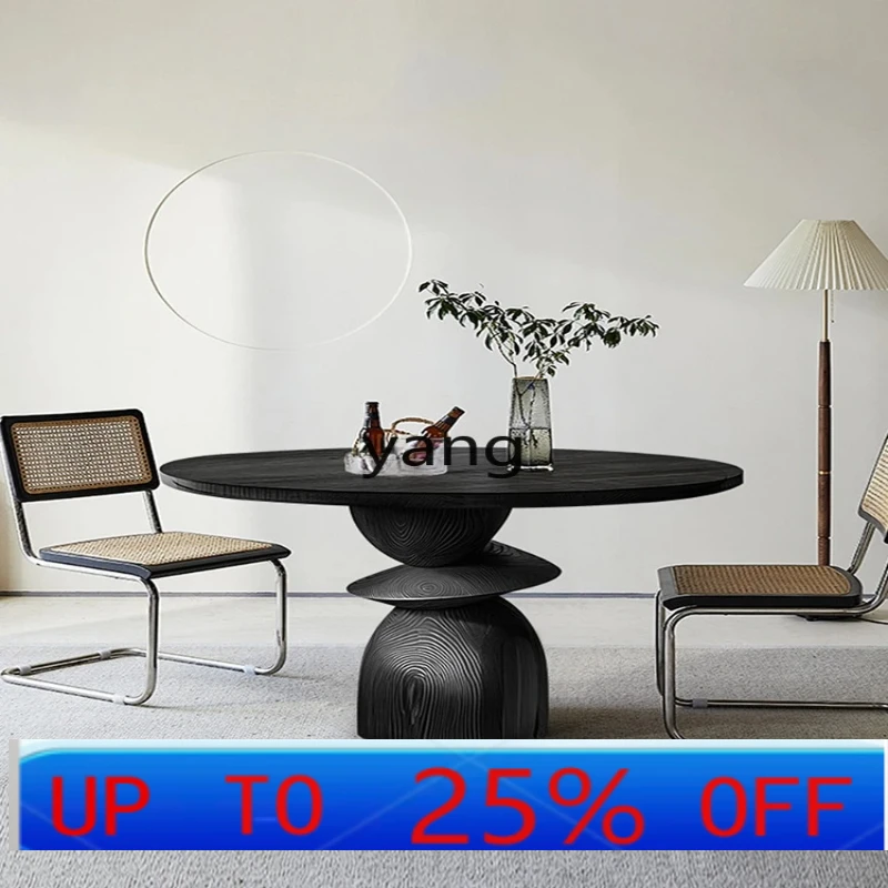 

LH minimalist round table all solid wood dining table designer high-end furniture
