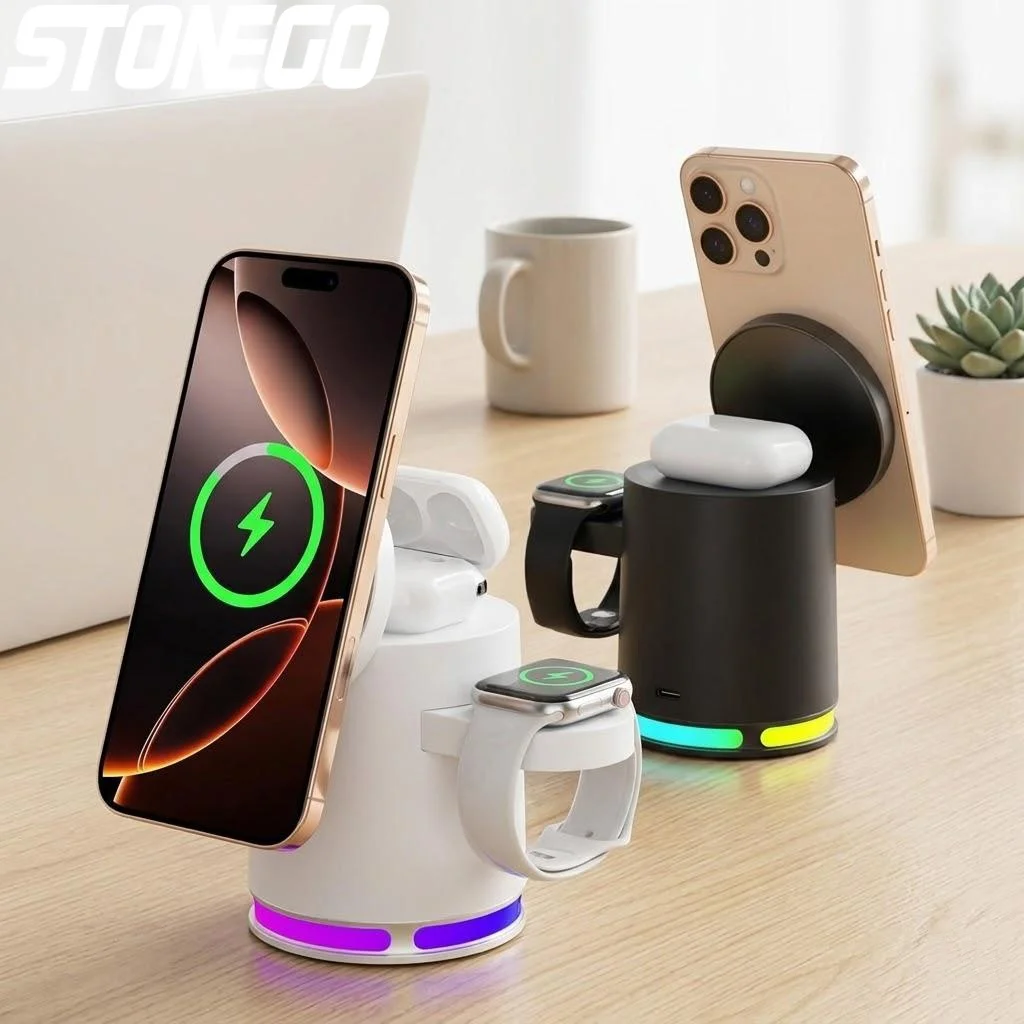 

Wireless Charging Station Fast Charge Dock for iPhone 12 16 Apple Watch AirPods Samsung Galaxy Compatible Qi Chargers