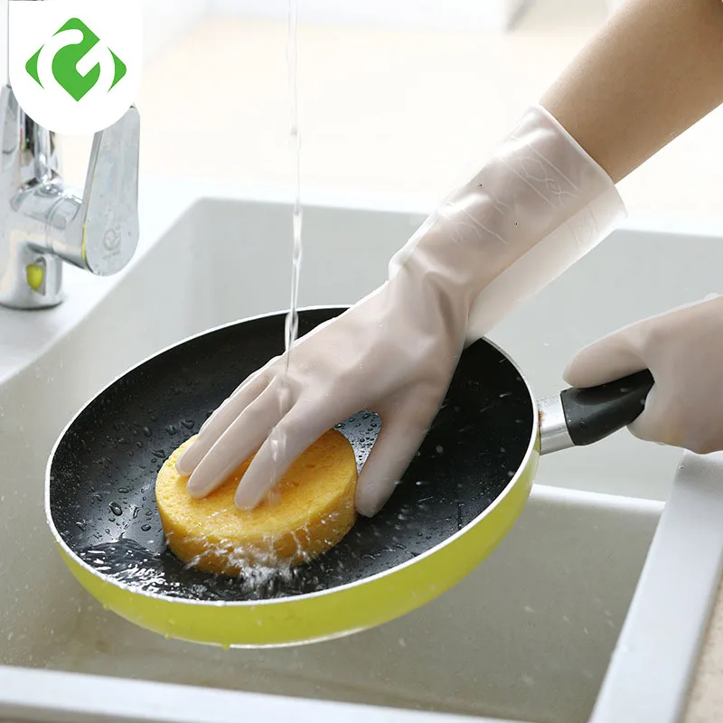 Translucent household dishwashing gloves pvc kitchen bathroom laundry gloves durable non-slip waterproof housework gloves Rubber
