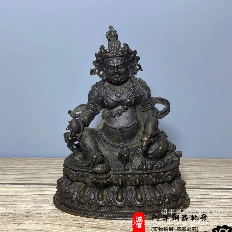 Buddha Statue Wholesale a Variety of Old Antique Copper Nepal Tibetan Yellow God of Wealth Opened Home Ornaments to Worship God