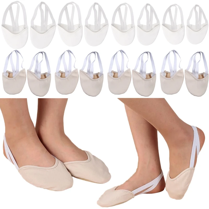 Half Faux Leather Sole Ballet Pointe Dance Shoes Rhythmic Gymnastics Slippers