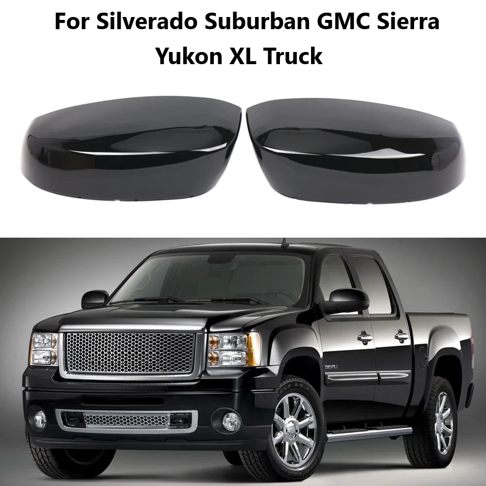 Gloss Black Car Side Asa Espelho Retrovisor Capas, Tampas para Chevrolet Silverado, TAHOE, Suburban, GMC, Serra, Caminhão XL, 2007-2013