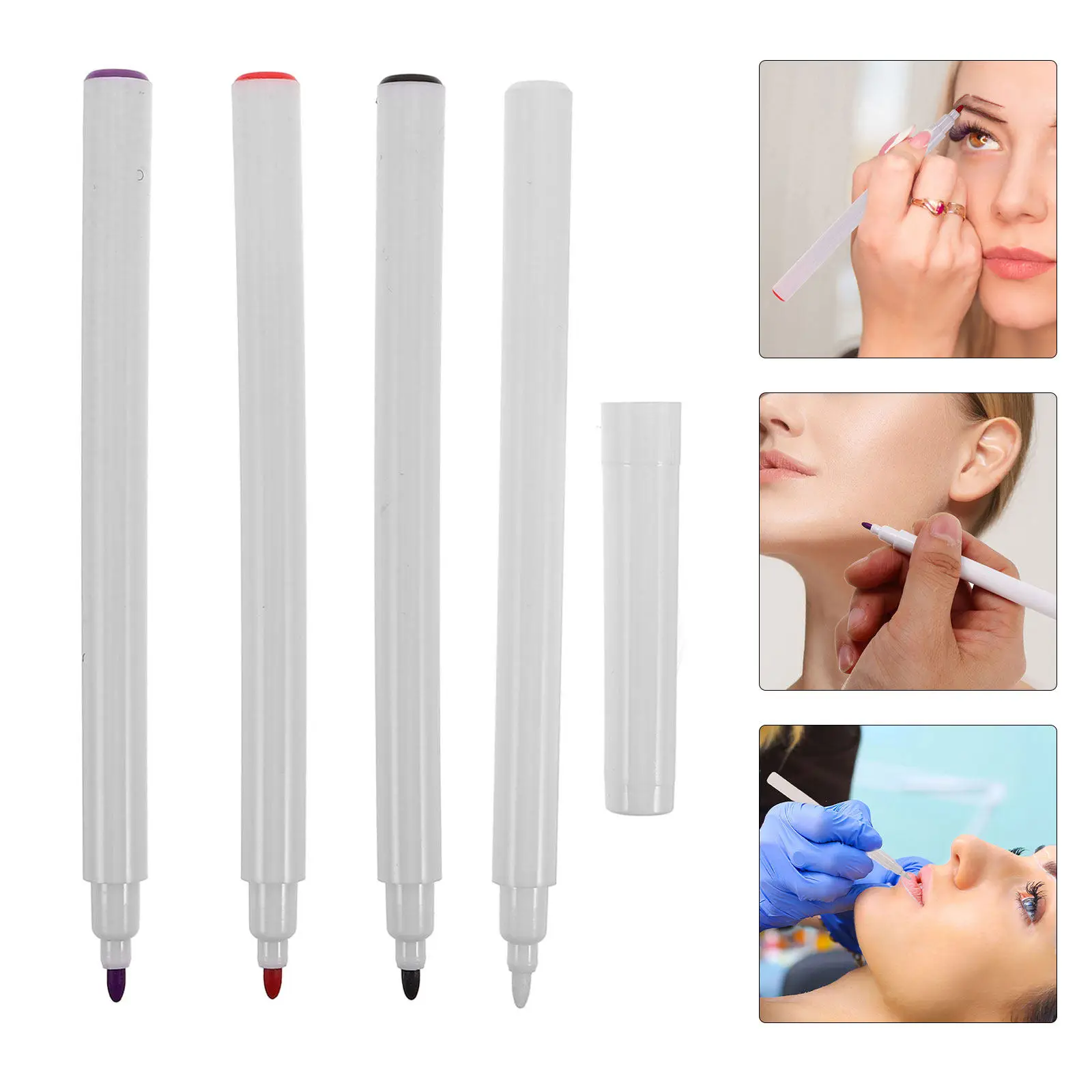 

4Pcs Tattoo Positioning Pens Skin-Safe Temporary Tattoo Markers for Eyebrows Eyeliner Lip Liner Stencil Outlines