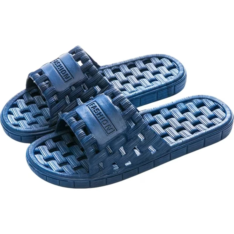 Men's Summer New Quick Drying Bathroom Slippers Open Toe Soft Sole Non Slip Hollow Out Breathable Anti Odor Home Slippers
