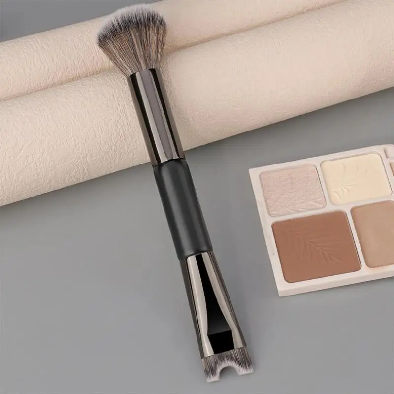 Juego de brochas de maquillaje profesional, 2/3 Uds., base en forma de U de doble cabeza, brochas de contorno de sombra de ojos negra, Kit de cosméticos de viaje