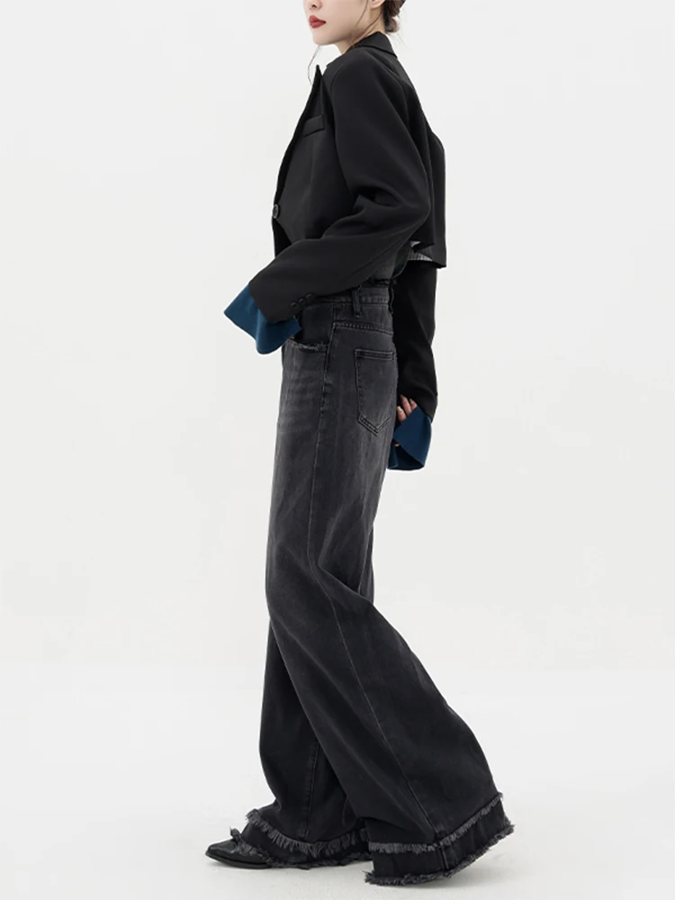 Women Baggy Harajuku Y2k Jeans Gothic Denim Wide Leg Pants Long Trousers Streetwear Korean Fashion Design Tide High Street Kpop