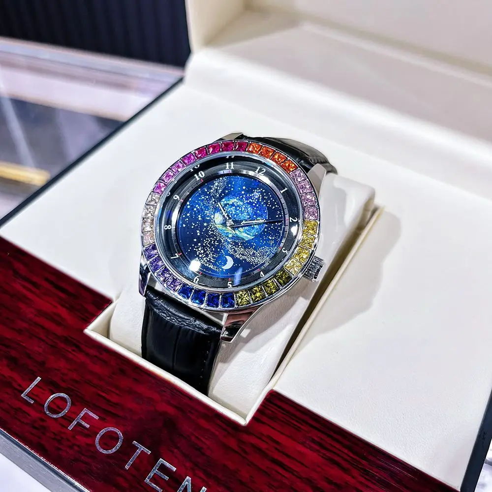 AOKULASIC Luxury Mechanical Watch for Men Luminous Design Leather Strap