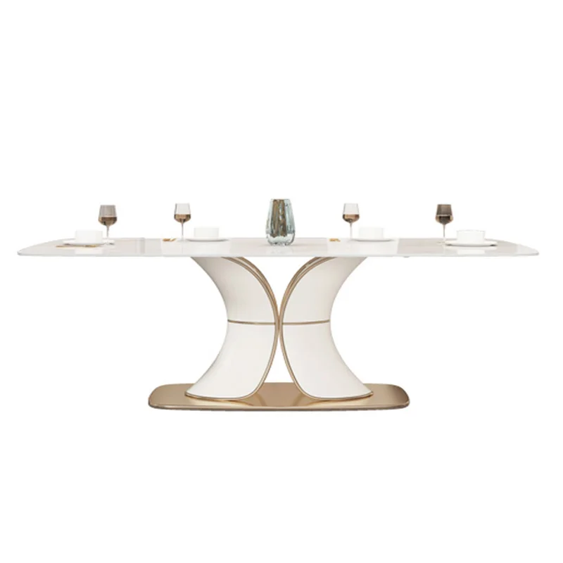 Modern Dining Room Home Furniture Table With Base Dining Chair Light Luxury Marble Top Dining Room Sets