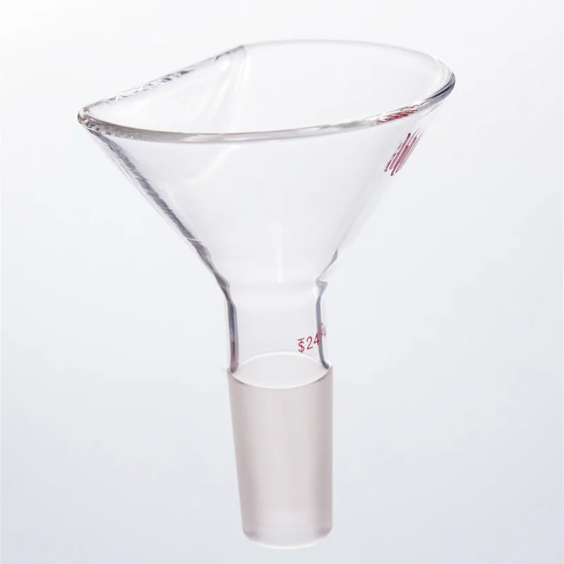 SYNTHWARE Flat angle funnel, φ50mm φ75mm φ100mm, Joint 14/20 19/22 24/40 29/42, FUNNEL, POWDER, FLATTENED SIDE, F19