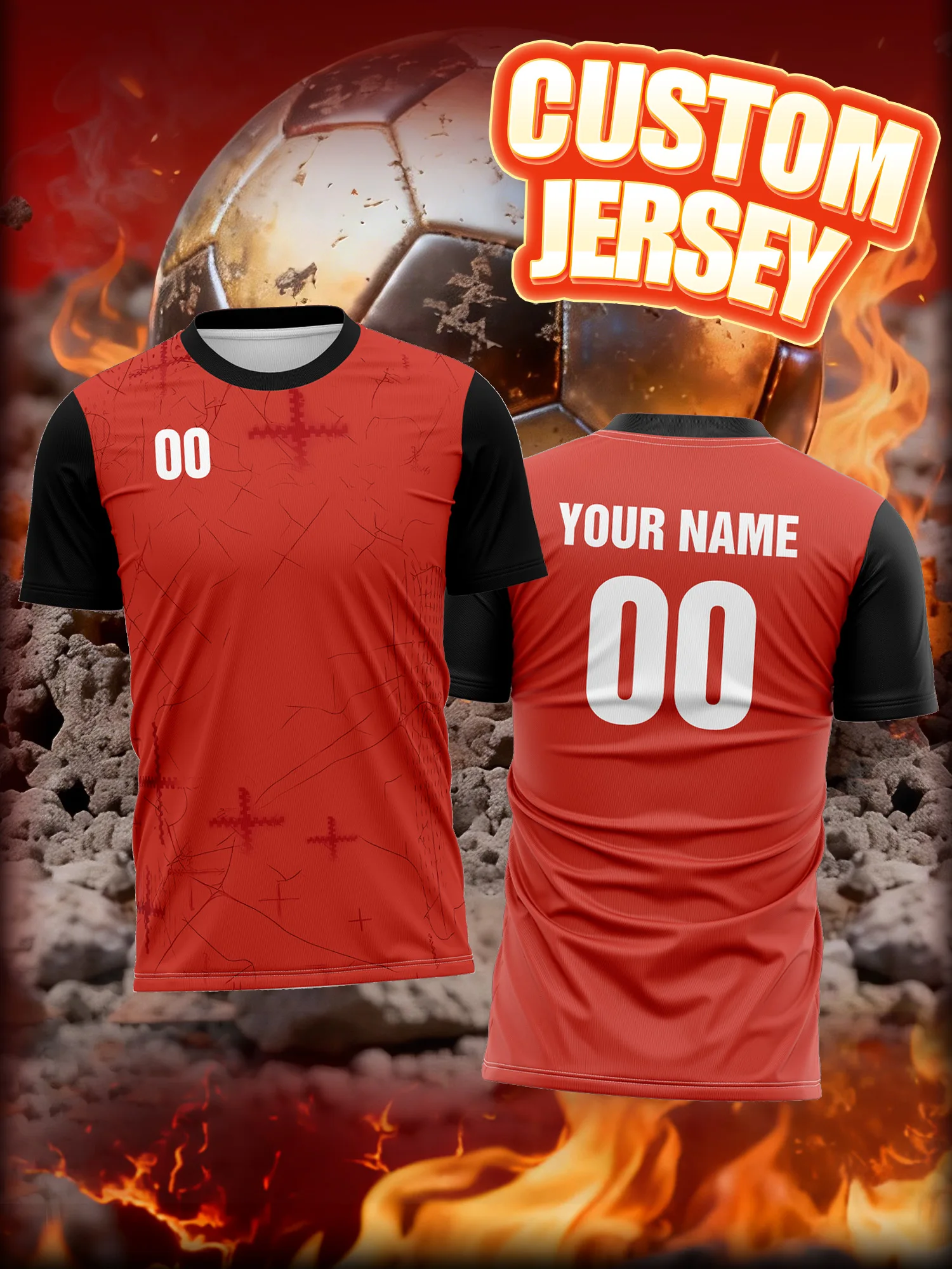 Custom Photo Name Number Soccer Jersey Stable Performance Competitive Game Match Wear