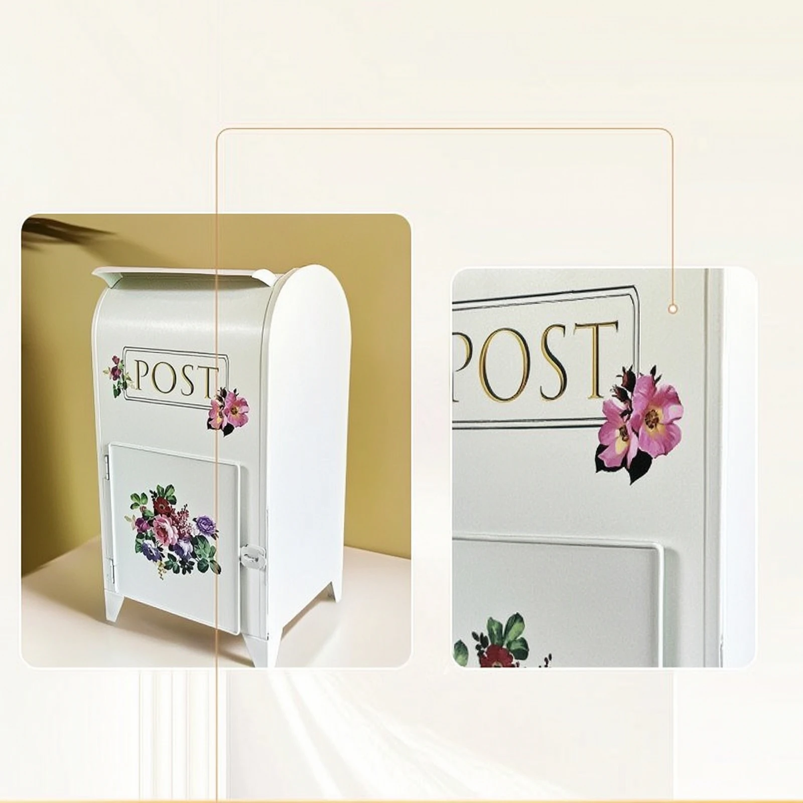 Retro Mailbox Decorative Mailbox with Lock Vintage Post Box Lockable Post Letter Box Secure for Homeowners, Entryway, Entryway