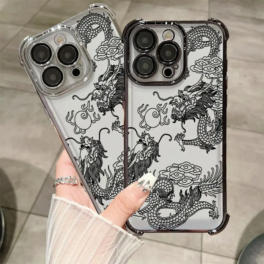 Luxury Dragon Case for Apple iPhone 16 11 15Pro Max 16Plus XS MAX XR 11Pro 15 13 14 Pro 12 Soft Cover